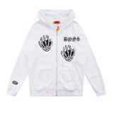 Finger Skeleton Embroidery Zipper Jacket