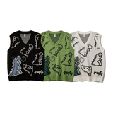 Dinosaur Sketch Pattern Graphic Vest