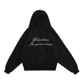 Letter Badge Graphic Zipper Hoodie