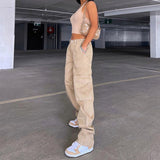 High Waist Side Pockets Cargo Pants