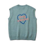 Letter Hear Embroidery Knitted Vest