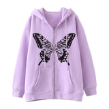 Butterfly Print Zipper Hoodie