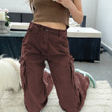 Side Pockets High Waist Cargo Pants