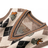 Vintage Diamond Pattern Knitted Vest