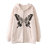 Butterfly Print Zipper Hoodie