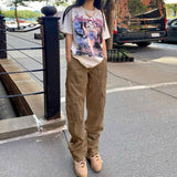 High Waist Side Pockets Cargo Pants