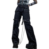 Chain Straight Legs Cargo Pants