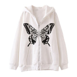 Butterfly Print Zipper Hoodie