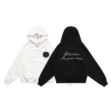 Letter Badge Graphic Zipper Hoodie