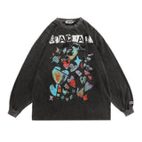 Letter Butterfly Print Long Sleeve Shirt