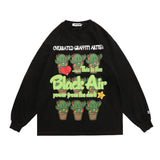 Letter Cactus Graphic Sweatshirt