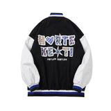 Letter Heart Print Baseball Jacket