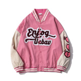 Letter Patchwork Baseball Jacket