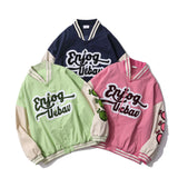 Letter Patchwork Baseball Jacket