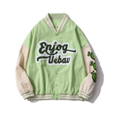 Letter Patchwork Baseball Jacket