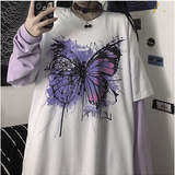 Butterfly Fake Two-Piece Long Sleeve Shirt