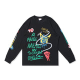 Graffiti Cartoon Letter Print Sweatshirt