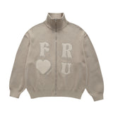 Heart Letter Embroidery Sweater Jacket